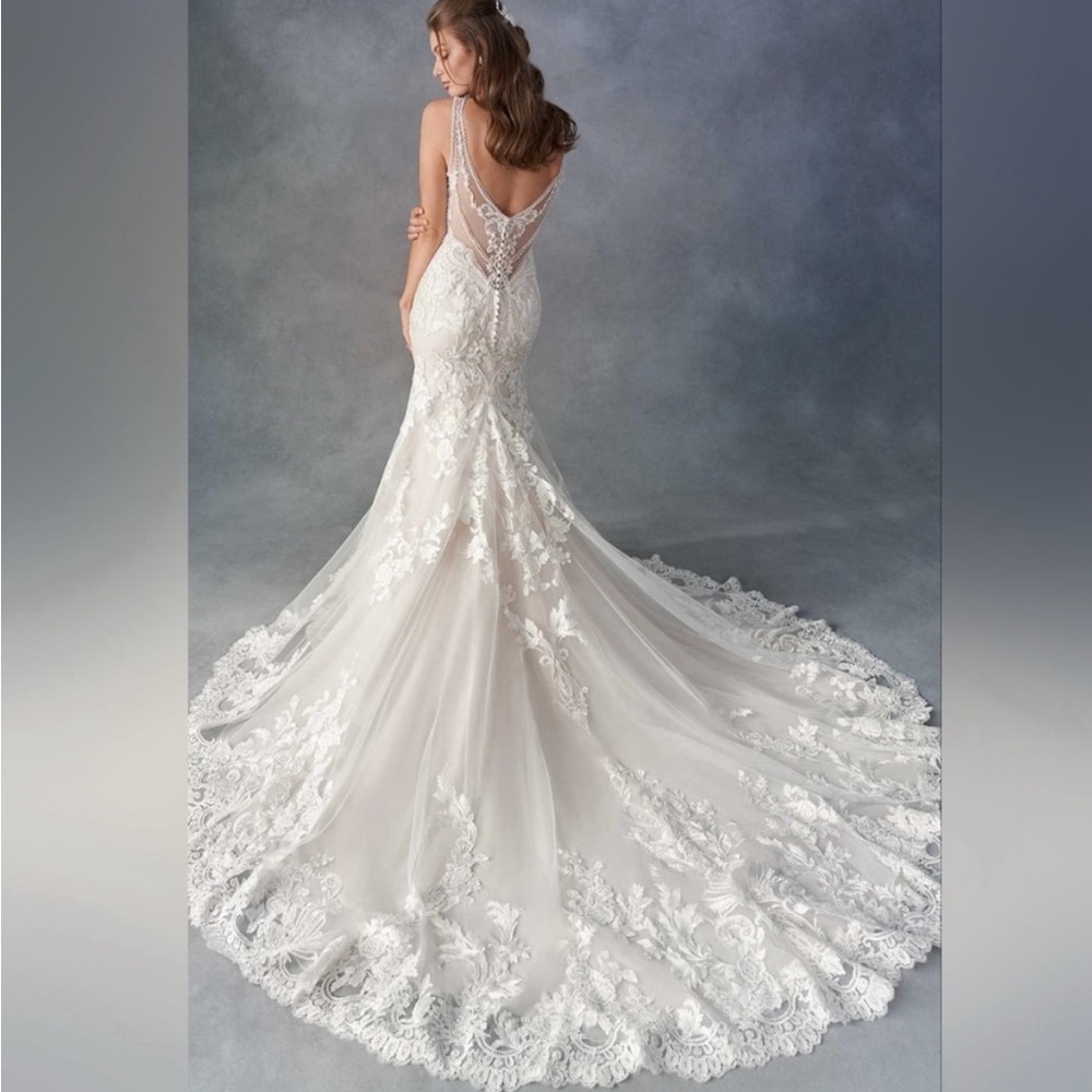 Elegant Kenneth Winston 1801 Ivory Lace Wedding Dress Size 10
